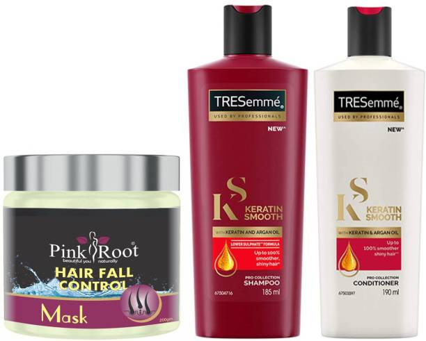 PINKROOT Hair Fall Control Hair Mask 200gm,Tresemme Keratin Smooth Shampoo 185ml And Conditioner 185ml