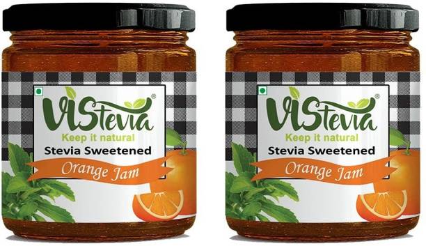 Vistevia Sugar Free Orange Jam- Pack of 2 (200g X 2) | Stevia Sweetened | Keto friendly | 100% Natural | Diabetic friendly 400 g