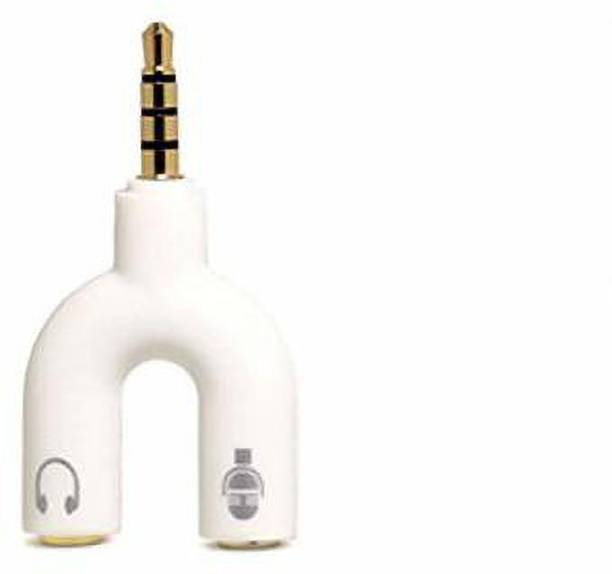 Top Headset Y Adaptor cheap price 5stars Flipkart in India 1 TechTime White Headset Splitter Headphone Microphone Adapter, U Shape 3.5mm 4 Pole Male to 2 x 3 Pole Female Headphone Y Splitter for Audio Stereo Headphone and MIC for Phones, Computers, MP3, Tablet Phone Converter