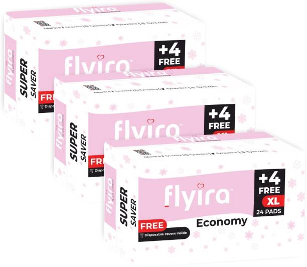 Flyira Economy XL, 24 Pads | Super Saver Pack | Pack Of 3 | 72 Sanitary Pad