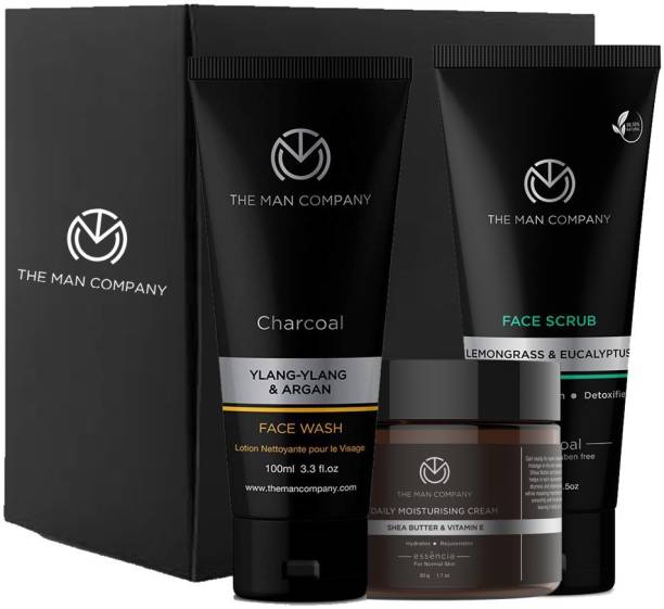 THE MAN COMPANY Fresh Face Combo (Charcoal face wash+Charcoal Scrub+mositursing Cream)