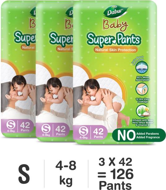 Dabur Baby Super Pants | Diaper Infused with Aloe Vera, Shea Butter & Vitamin E | Insta-Absorb Technology - S