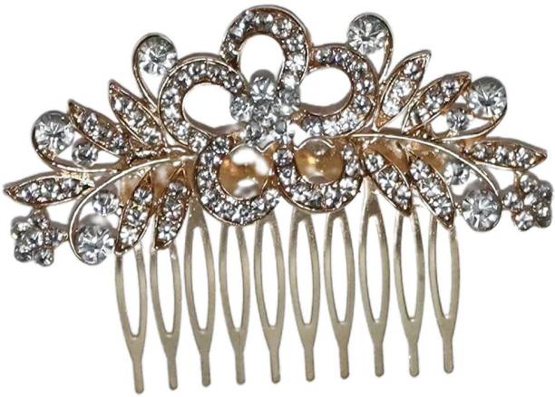 Krenoz Wedding Hair Comb Crystal Side Comb Rhinestones Hair Jewelry Crystal Hair Pieces Decorative Bridal Hair Accessories for Women and Girls (VAGComb6) (Gold-Silver) Hair Clip