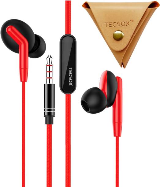TecSox Roar wired In-Ear headphones with mic| High Quality Leather case Wired Headset