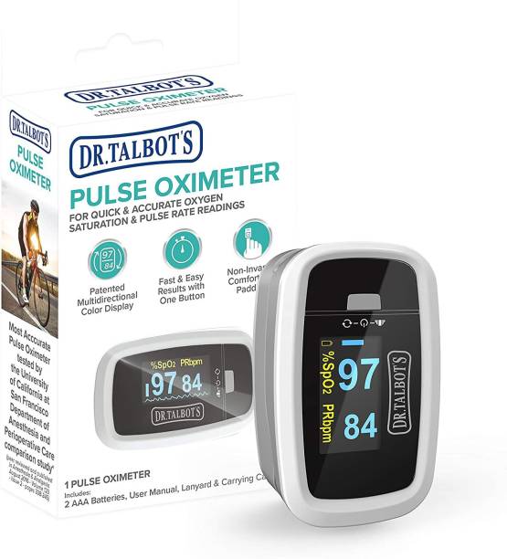 Dr. Talbot'S Pulse Oximeter with Lanyard and Travel Pouch, White and Gray Pulse Oximeter