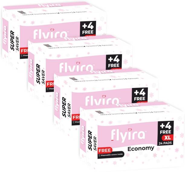 Flyira Economy XL, 24 Pads | Super Saver Pack | Pack Of 4 | 96 Sanitary Pad