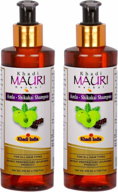 Khadi Mauri Mauri Herbal Amla Shikakai Shampoo - Strengthens Roots & Hair Follicles, Repairs Damage & Fights Hairfall - Enriched with Natural Ingredients - Pack of 2 combo