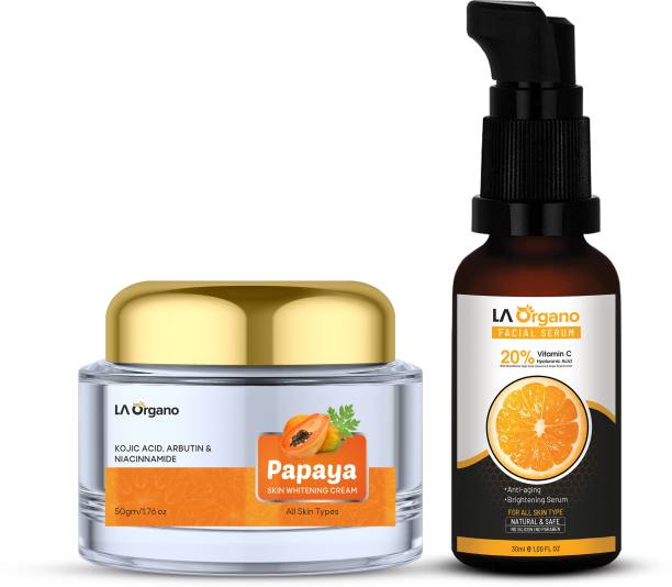 LA Organo Vitamin C Serum 30 ML and Papaya Skin Whitening Cream 50 GM (Pack of 2)