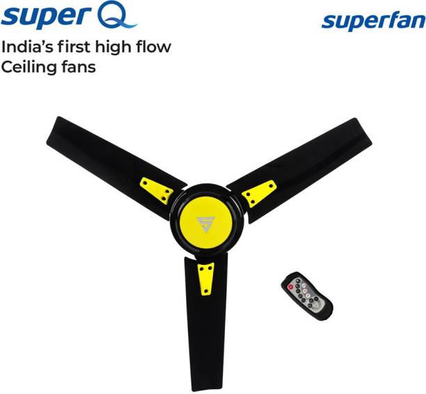 Superfan Super Q 5 star rated high flow energy efficient (42 inches) (Citryc Onyx) 1050 mm BLDC Motor with Remote 3 Blade Ceiling Fan
