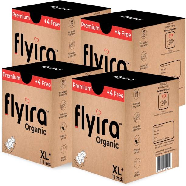 Flyira Organic XXL | Premium Sanitary Pads | Pack Of 4 | 44 Sanitary Pad