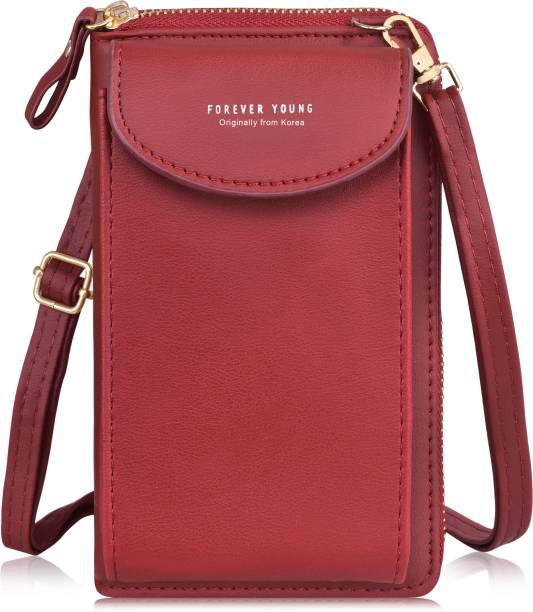 Diva Dale Maroon Sling Bag Trendy Stylish Front Mobile Phone Pocket Multi Pockets Card Holder Casual Party-Wear Crossbody Shopping Travel