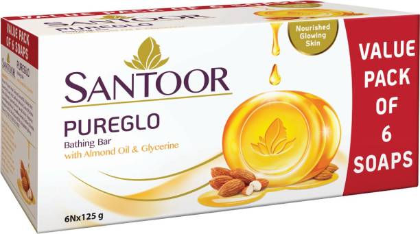 santoor Pureglo almond oil and glycerine bathing bar