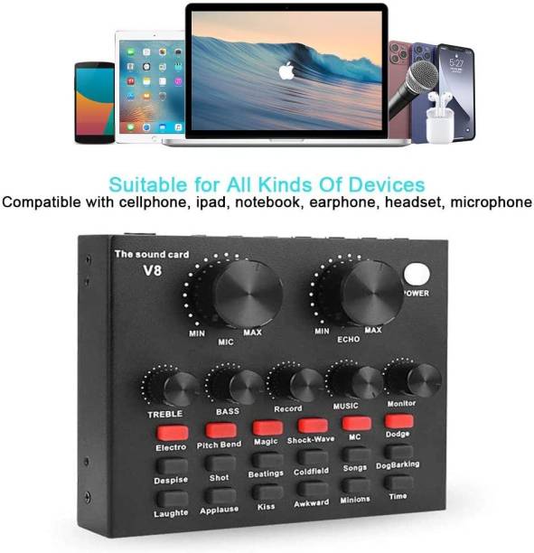 DawnRays Professional Audio Mixer Sound Card With Bluetooth portable audio Mixer with Sound Effects & Voice Change tones, For karaoke, podcast, live streaming, Guitar, Microphone, Youtube Streaming, PC, Recording Studio and Gaming USB Sound Card Digital Sound Mixer