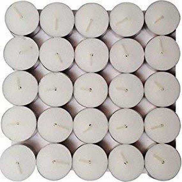 Saubhagye Unscented Tea light candles (Yellow, Pack of 50) Candle