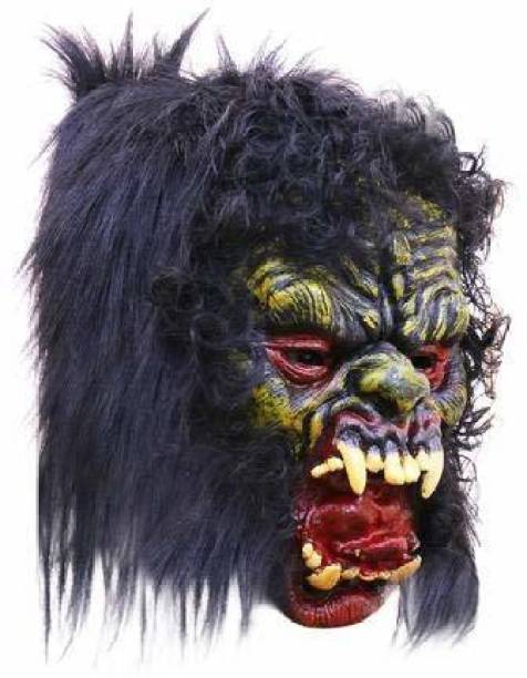 4AJ BAZAAR Fancy face mask Holi Halloween Festival Costume Horror Scary Colour Prank Fun Veil naqaab Funny Colourful  - 20 cm