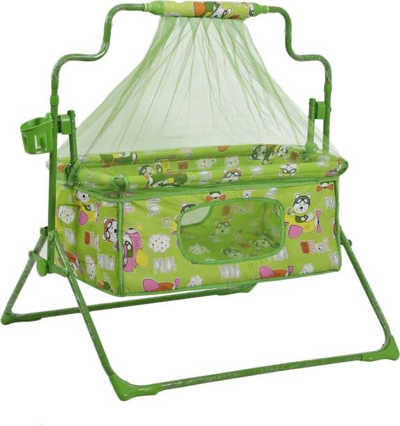 NHR Fun Baby Cozy New Born baby Cradle / baby jhula / baby palna crib / Bassinet with Mosquito Net and Bottle Holder Bassinet