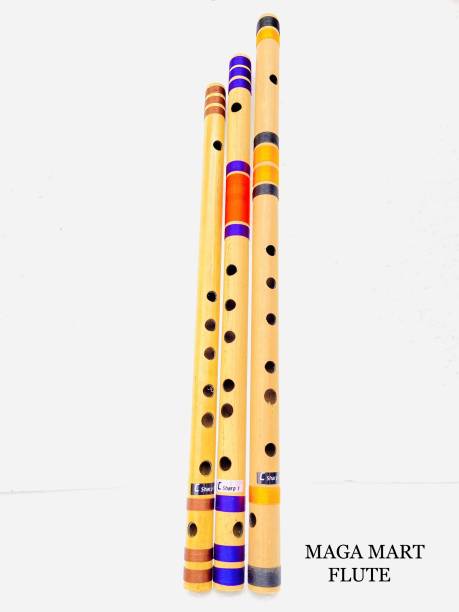 MAGA MART Musical Bamboo Flute Set G Sharp C Sharp A Sharp 7 Hole Bansuri M.M Bamboo Flute