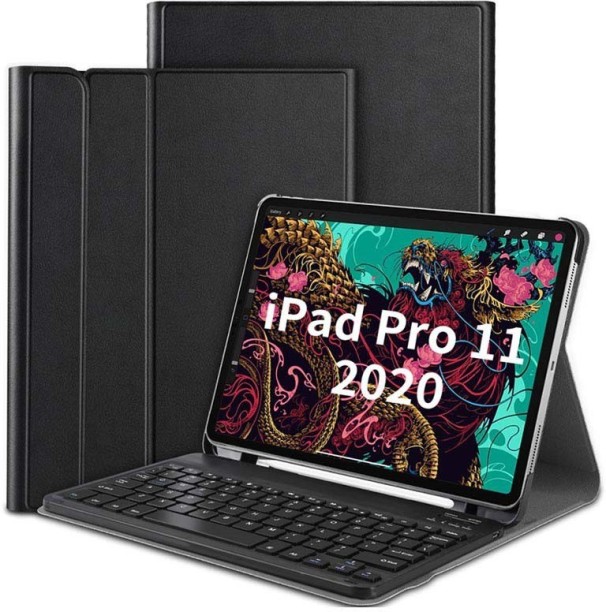 360 Rotate 17 Colors Backlit iPad Pro 11 Case with Keyboard 2018 Keyboard Case for iPad Pro 11 2020 2nd Generation iPad Pro 11 inch Keyboard Case Wireless Auto Sleep/Wake Black