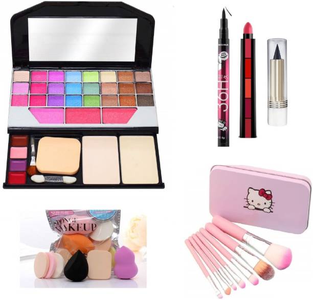 teayason All in One 6155 Travel Fashion Makeup Kit for Girls with EyeLiner, Kajal, Makeup Brushes, Sponges and 5 in 1 Lipstick