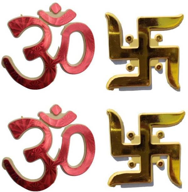 Craze Culture XXI34-GT-OM and Swastik Sticker for Door Decoration Diwali Home Entrance Decoration Small Plastic Embossed