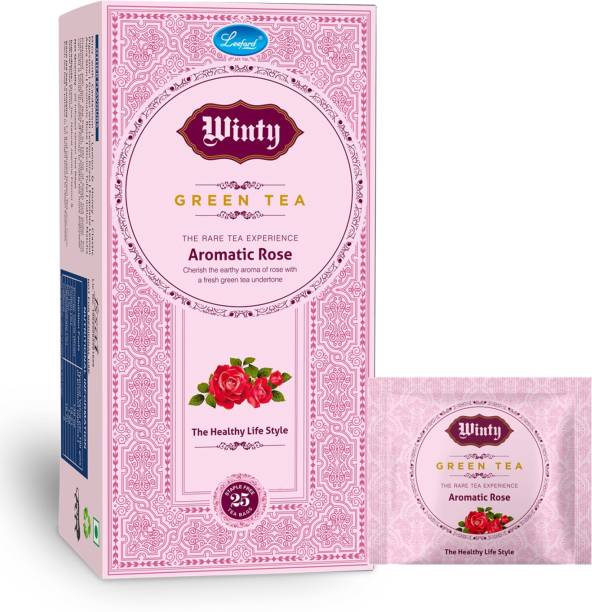 Winty Green Tea Aromatic Rose With Aroma of Rose for Glowing Skin Pack of 2 (25 Bags Each) Green Tea Bags Box