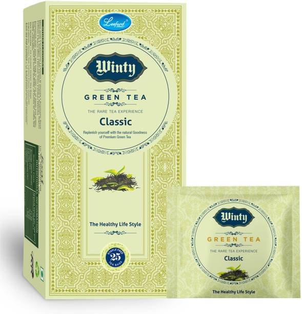 Winty Green Tea Classic with Natural Goodness of Green Tea Leaves Pack of 2 (25 Bags Each) Green Tea Bags Box