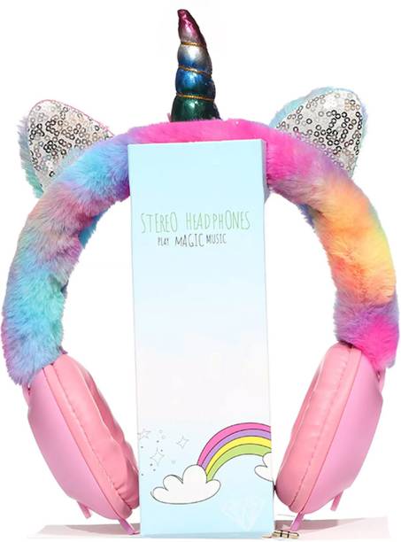 Top Headset Online cheap price 5stars Flipkart in India 20 Worricow Unicorn Girl Thunder Beat Headphone School Online Class Learning Wired Headset