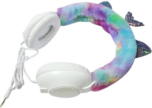 mafya Unicorn Rainbow Colors Plush On-Ear Wired Portable Headphone Wired Headset