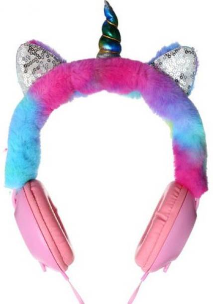 Worricow Unicorn Girls Thumping Bass Headphone Online Class Learning Wired Headset