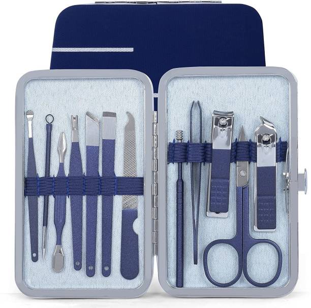 DOCOSS 12 IN 1 Manicure Set Pedicure Kit Stainless Steel Nail Cutter Manicure Pedicure Kit With Nail Cutter For Men Women & Leather Travel Case