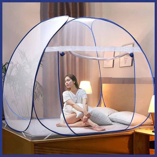 MOM SKIN SOLUTIONS Polyester Adults Washable Polyester Adults Mosquito Net, Polyester Foldable King Size Bed, Double Bed, Queen Size Bed with Free Saviours (Suitable for 6ft x 6ft to 6.9ft x 6.9ft) Mosquito Net