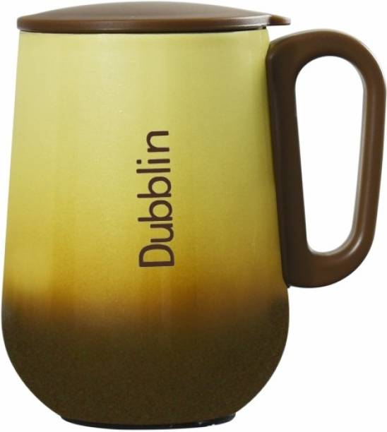 DUBBLIN Rugby Stainless Steel Unbreakable double wall Insulated mug with handle and lid wide mouth Keeps beverages Hot & Cold Stainless Steel Coffee Mug