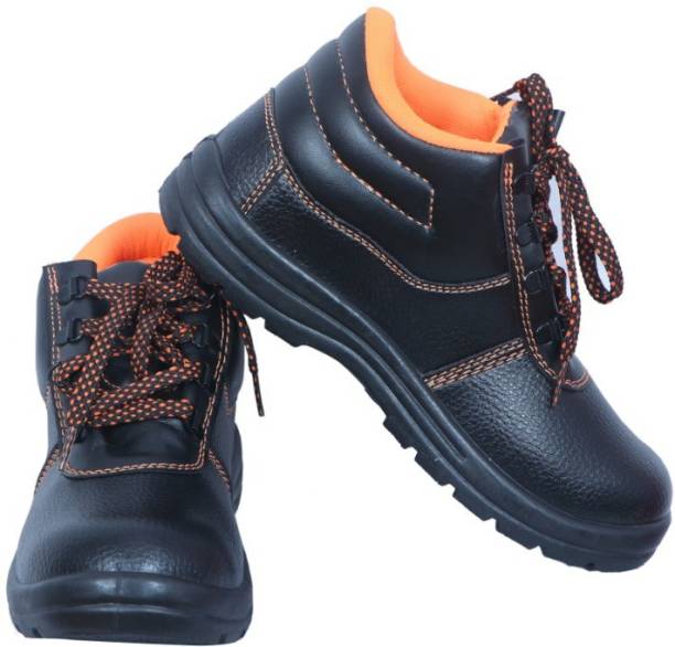 Ayoka Bolt High Ankle Industrial and construction Safety Shoes for men (Orange, S1) Steel Toe Synthetic Leather Safety Shoe