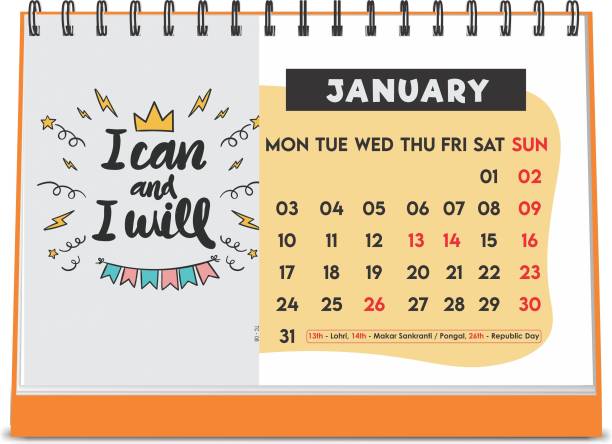 ESCAPER I can & I will Designer Calendar 2022 Desk Motivational (A5 Size - 8.5 x 5.5 inch - 12 Pages Month Wise) | Table Calendar 2022 2022 Table Calendar