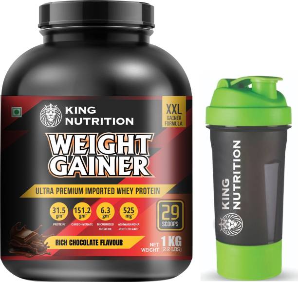 AXIR LIFE SCIENCE KING NUTRITION WEIGHT GAINER WITH ASHWAGANDHA EXTRACT | 15.75G PROTEIN WITH SHAKER Weight Gainers/Mass Gainers