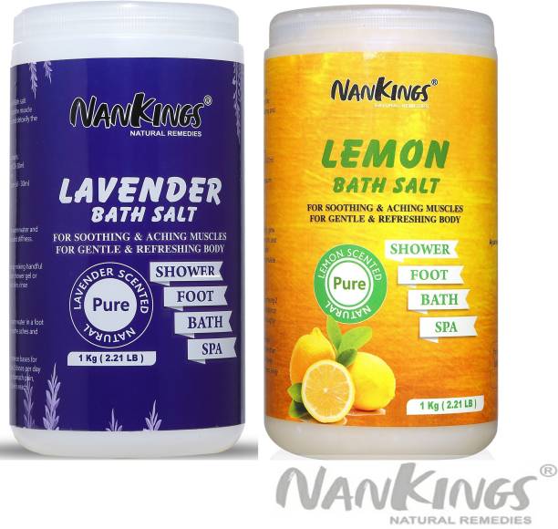 nankings Lavender And Lemon Bath Salt For Better Sleep, Foot Soak, Aching Muscles & Refreshing Body. (Each 1kg Combo Pack)