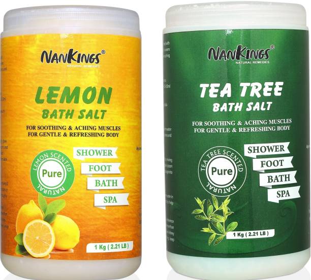 nankings Lemon And Tea Tree Bath Salt For Better Sleep, Foot Soak, Aching Muscles & Refreshing Body. (Combo Pack) Each 1kg