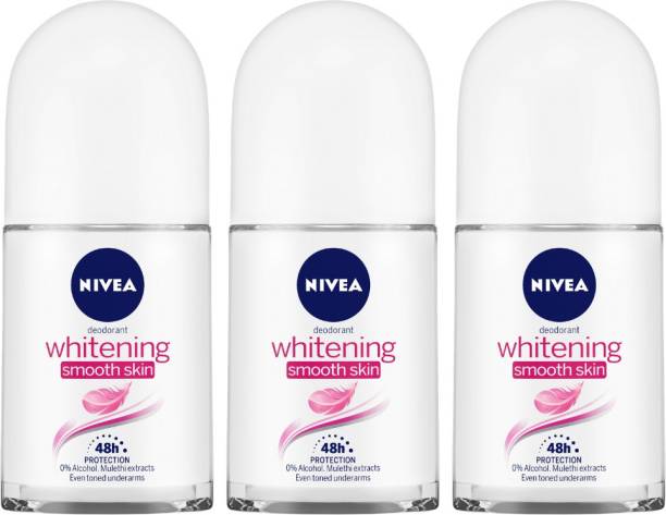 NIVEA Smooth Skin Roll On 50 ml - Pack of 3 Deodorant Spray  -  For Women