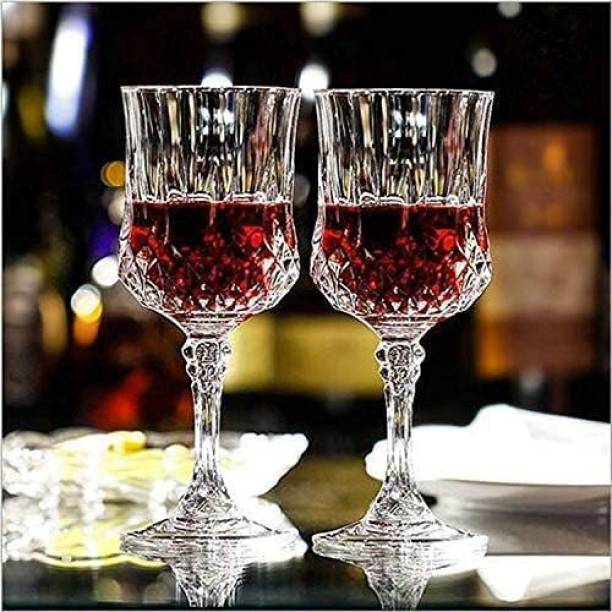 vetreo (Pack of 2) Wine Glass, Delicate Crystal Wine Glass Set, Crystal Clear Diamond Glass, Stemless red Wine Glass Wine & Whisky Glass - Set of 6, 180ml, Crystal Clear Diamond Glass, Elegant Party Drinking Glassware, Dishwasher Safe, Restaurant Quality Set of 2 Glass Set Wine Glass