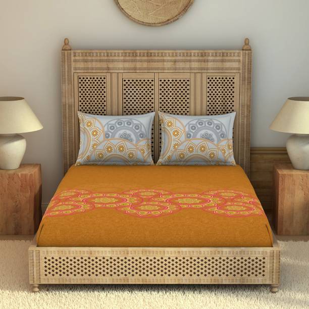 SPACES 210 TC Cotton King Printed Flat Bedsheet