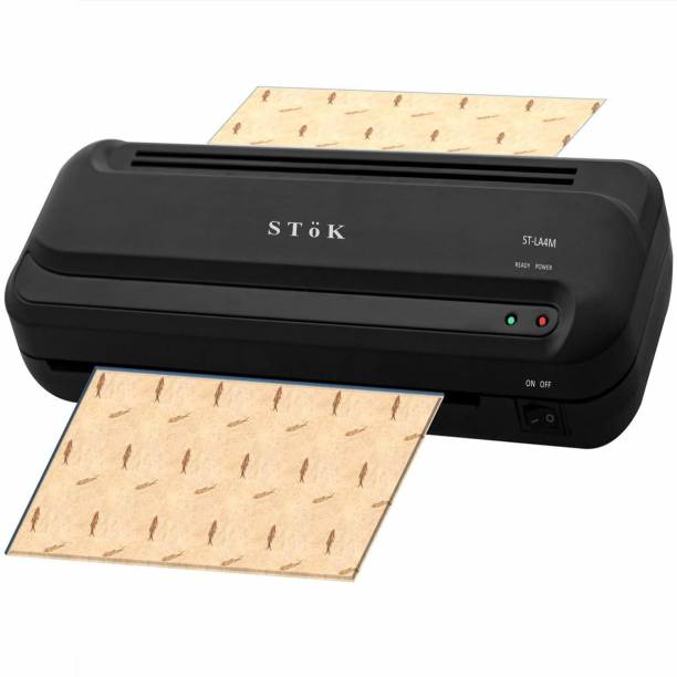 Stok ST-LA4M Fully Automatic / A4 Laminator with Jam Release Button | Supports Hot & Cold Lamination Machine. Compact Size Lamination/Laminating Machine Ideal for Students Project Work,Photos, I-Card,PAN Card/Aadhar Card -Black (1 Year Offsite Warranty) 9 inch Lamination Machine