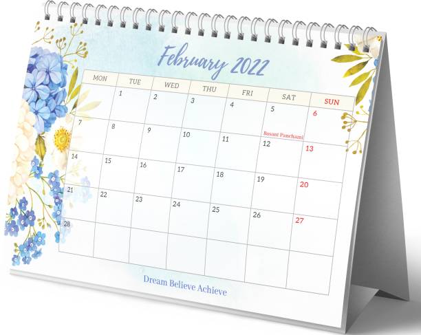 Lauret Blanc Table Calendar 2022 Planner and Organizer- A5 Size Standing Desk Calendar for Home and Office, Monthly Grid View 2022 Table Calendar