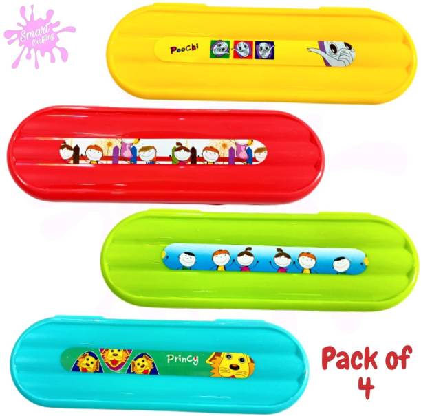 SmartCrafting Simple Plastic Pencil Box in Bulk For Kids Return Gift, Best quality Box for School Goin Kids Colorful Art Plastic Pencil Boxes