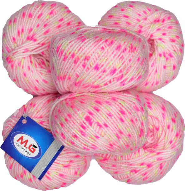 M.G Enterprise 100% Acrylic Wool Candy Pink (Pack of 6) Baby Soft Wool Ball Hand knitting wool / Art Craft soft fingering crochet hook yarn, needle knitting yarn thread dyed â€¦ O PA