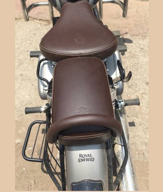 Bullkartzone Coffee Brown seat Cover and Back Handle Rod for Royal Enfield Classic 350/500cc(Brown) Split Bike Seat Cover For Royal Enfield Classic 350, Classic 500