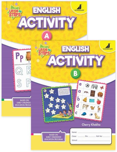 Woodsnipe English Kids Activity Book Age 2 to 5 years| Alphabet Skills Practice Workbooks, Puzzles, Mazes, Colouring, Reading, Vocabulary, Phonics| Set of 2 Activities Book for LKG and UKG Children