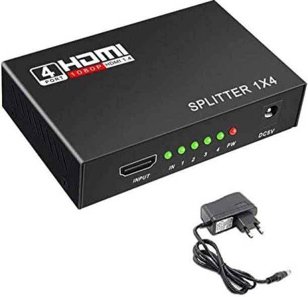 TERABYTE 1x4 HDMI Splitter 4 Ports, HDMI Splitter 1 in 4 Out, Support For TVs or Multi Monitor Adapter at Same Time, Supports 3D 4K x 2K @30HZ Full HD 1080P Media Streaming Device
