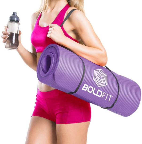 BOLDFIT NBR Yoga Mat For Women & Men-10mm Thick Non Slip Exercise mat For Home-Gym Workout Purple 10 mm Yoga Mat