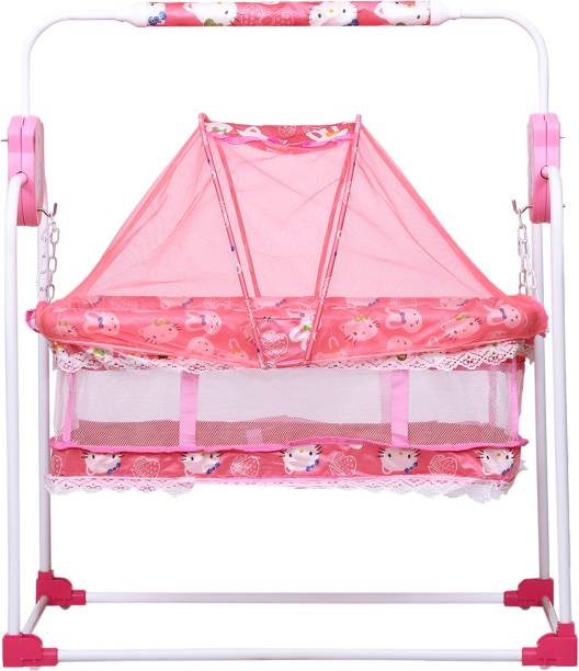 FLIPZON New Born Baby Cradle, Baby Swing, Baby jhula, Baby Bedding (Pink)