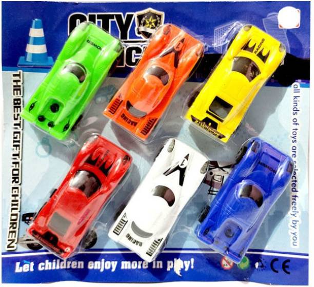PRIMEFAIR City Police Super Pull Back Six Car Set Toy for Kids Gift For Girl's & Boys